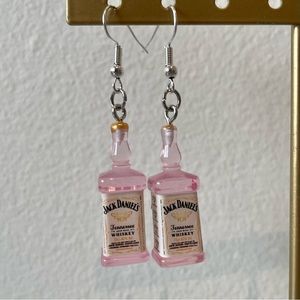 Handmade Pink Jack Daniel’s Earrings
